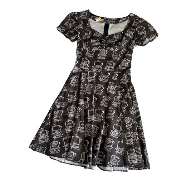Bernie Dexter Coffee Espresso Fit & Flare Retro Rockabilly Cotton Dress Size XS - Picture 1 of 8
